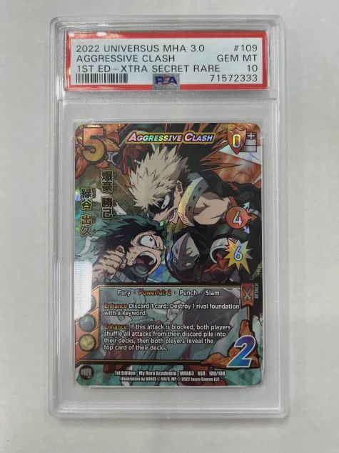PSA 10 - 2022 Universus MHA 3.0 - Aggressive Clash - 1st Ed - Xtra Secret Rare (#71572333)