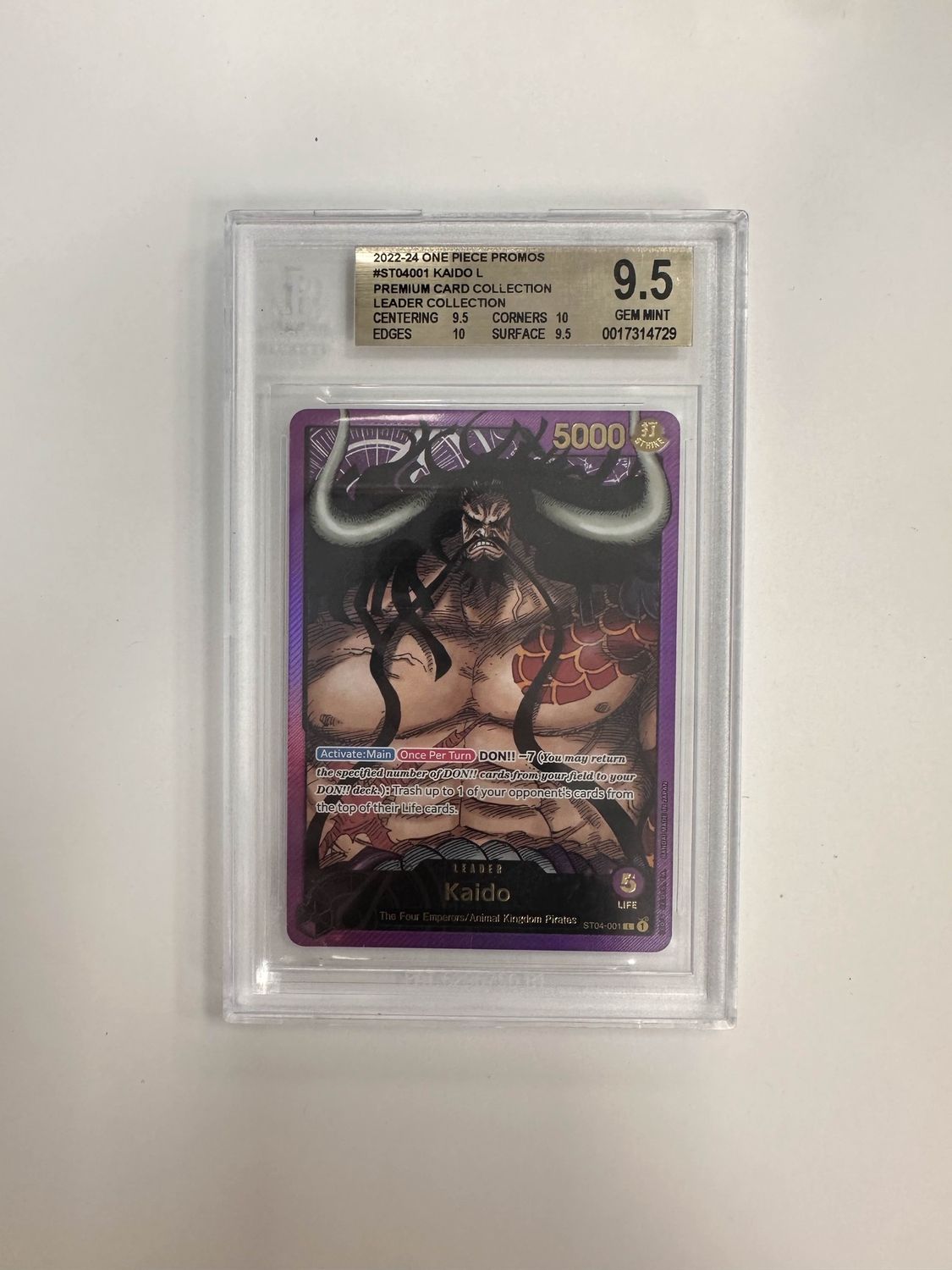 BGS 9.5 - 2022-24 One Piece Promos - #ST04001 Kaido L - Premium Card Collection - Leader Collection (0017314729)