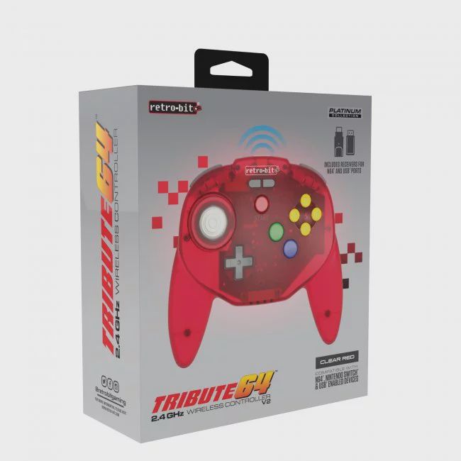 Tribute64 Wireless Controller | Clear Red