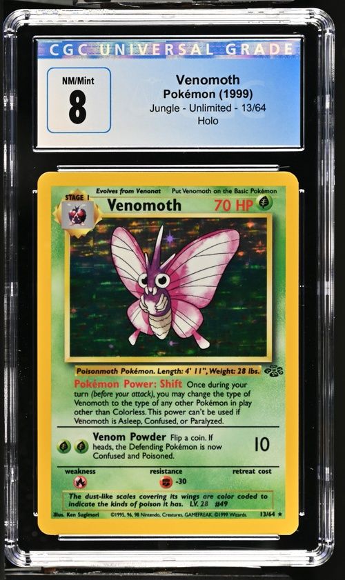 CGC 8 - Venomoth Pokemon (1999) Jungle Unlimited - 13/64 Holo [4237629133]