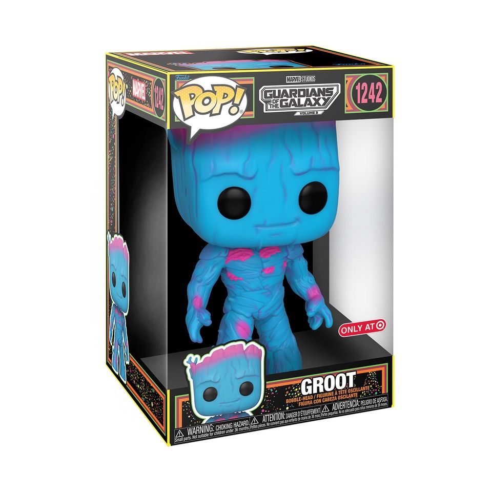 #1242 Marvel Guardians Of The Galaxy Volume 3 - Groot (Blacklight) [Target Exclusive] 10 Inch Funko Pop