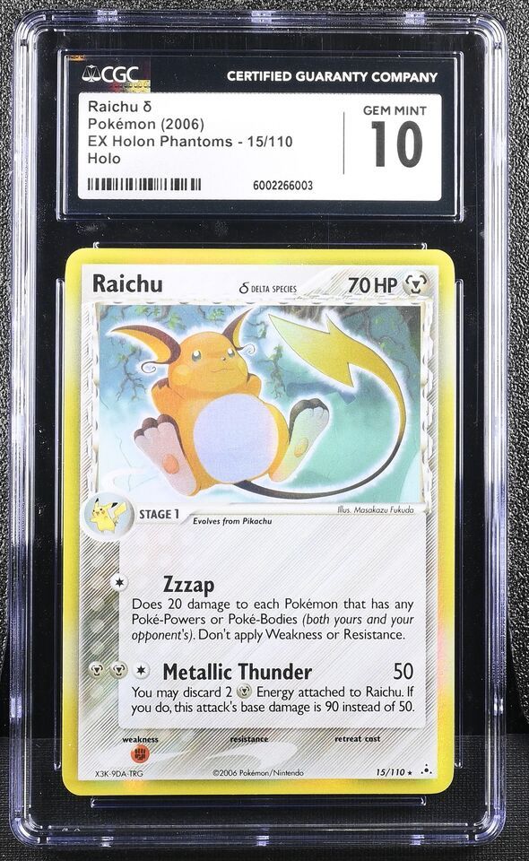 CGC - 10 2006 Raichu Delta Species EX Holon Phantoms 15/110 Holo [6002266003]