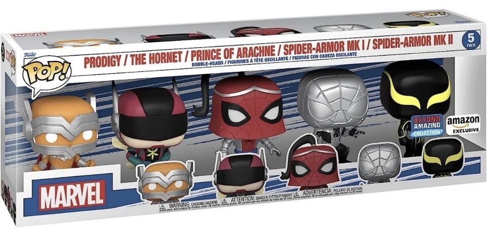 Prodigy / The Hornet / Prince of Arachne / Spider-Armor MK 1 / Spider-Armor MK 2 [Beyond Amazing Collection] [Amazon Exclusive] 5 Pack Funko Pops