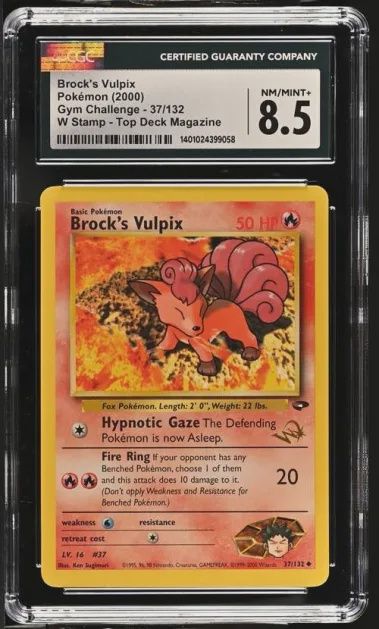 CGC - 8.5 Brock's Vulpix Pokemon (20000 Gym Challenge - 37/132 W Stamp - Top Deck Magazine [1401024399058]