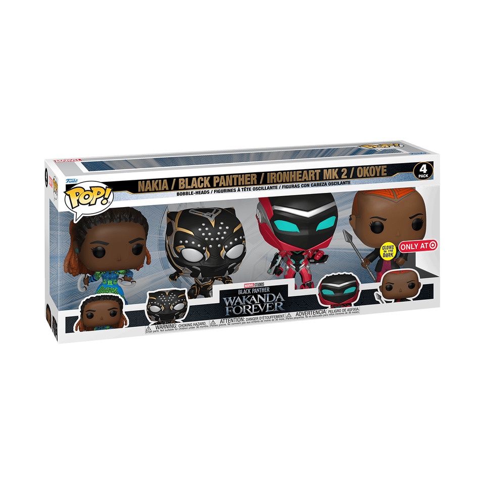 #4 - Marvel Black Panther: Wakanda Forever - Nakia / Black Panther / Ironheart MK 2 / Okoye [Glows In the Dark] [Target Exclusive] Funko Pop