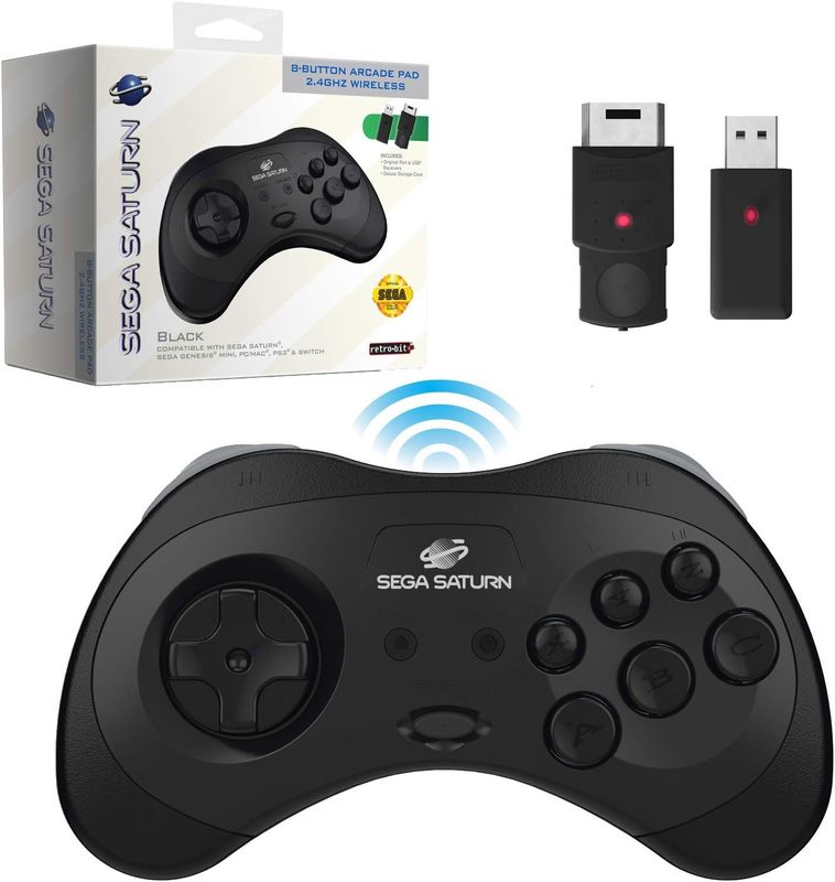 SEGA Saturn Control Pad Black Wireless 2.4 GHz [retro-bit]