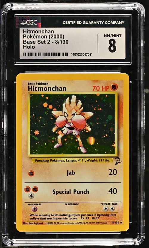 CGC 8 - Hitmonchan Pokemon (2000) Base Set 2 - 8/130 Holo
