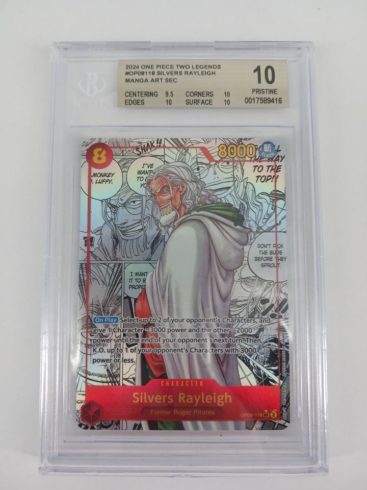 BGS 10 2024 One Piece Two Legends #op08118 Silver Rayleigh Manga Art SEC (0017589416)