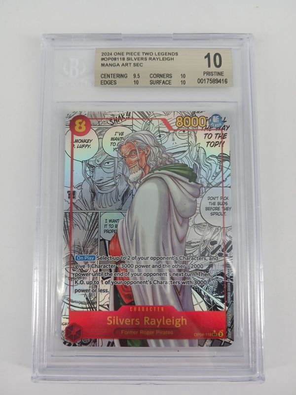 BGS 10 2024 One Piece Two Legends #op08118 Silver Rayleigh Manga Art SEC (0017589416)