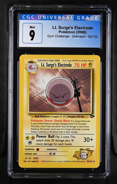 CGC Mint 9 -Lt. Surge's Electrode Pokemon (2000) Gym Challenge - Unlimited - 52/132 [4128161046]