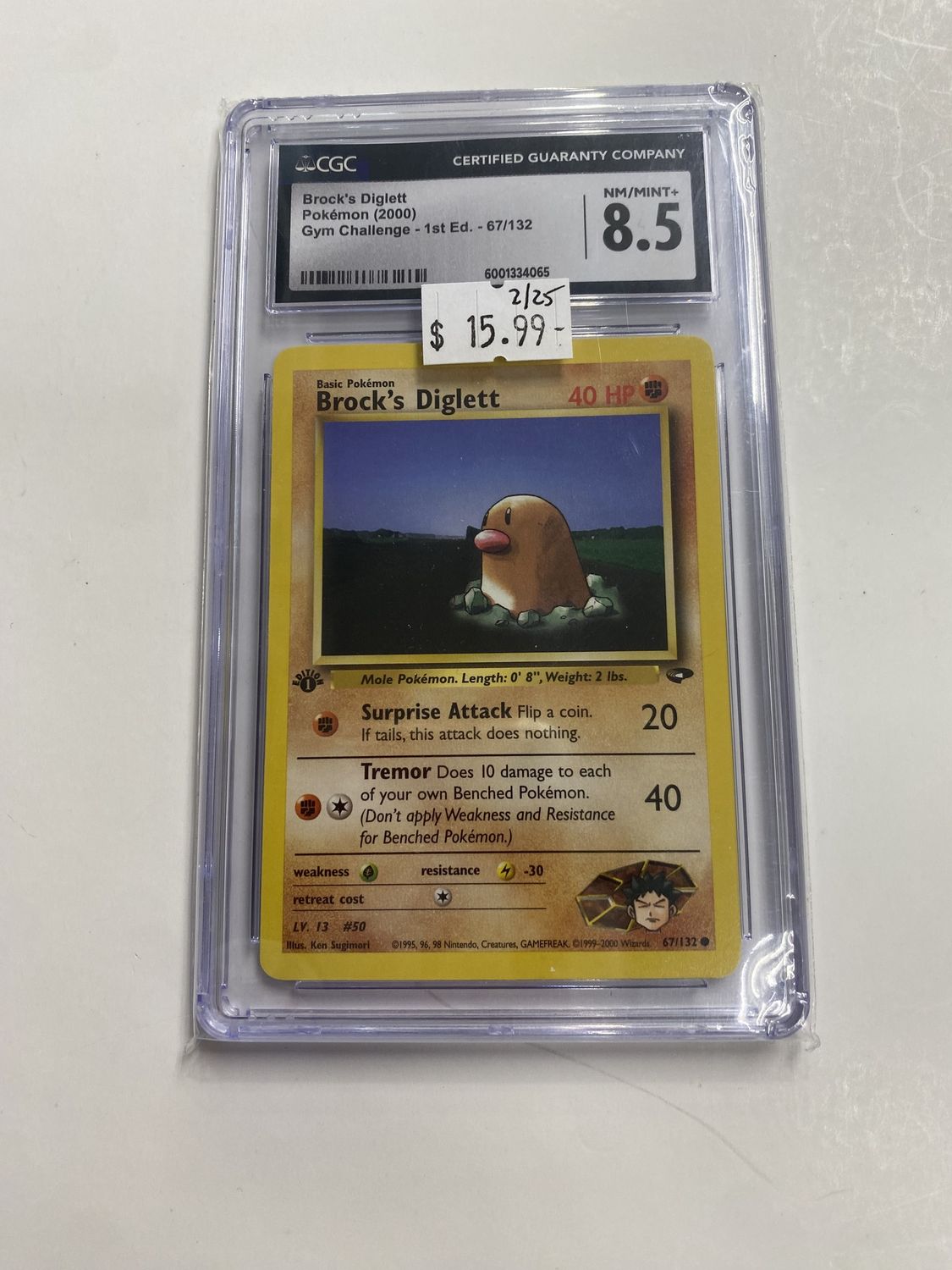 CGC - NM/Mint 8.5 Brock's Diglett Pokemon (2000) Gym Challenge [1st Edition; 67/132] 6001334065