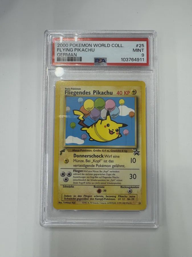 PSA 9 2000 Pokemon World Collection Flying Pikachu German #25 (103764911)