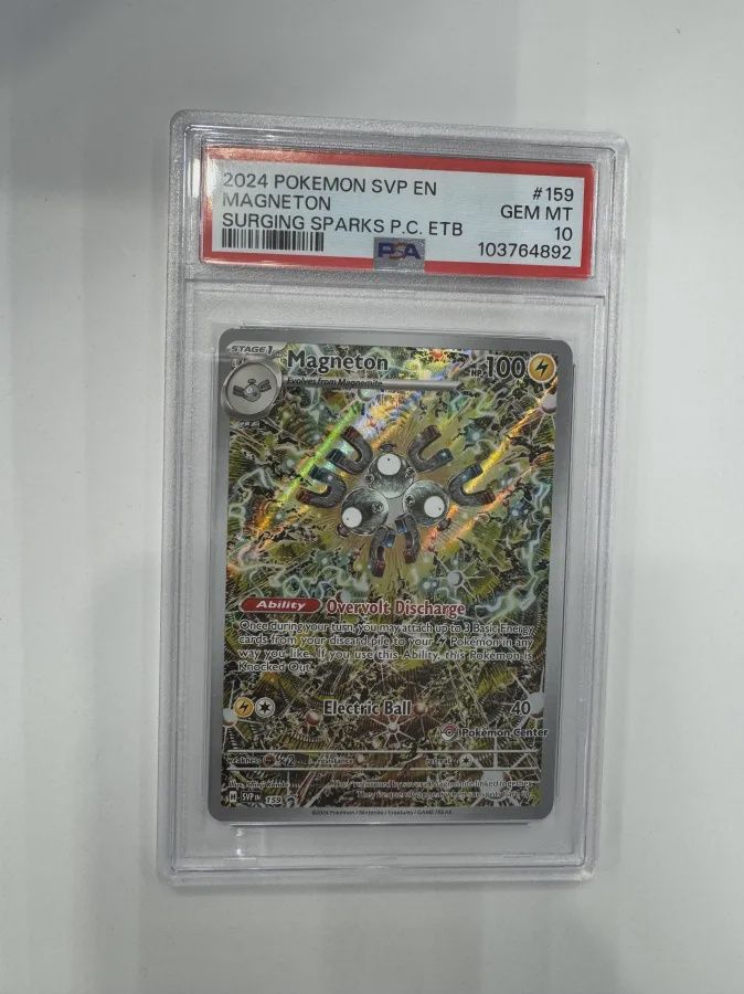 PSA 10 2024 Pokemon SVP EN Magneton Surging Sparks P.C. ETB #159 (103764892)