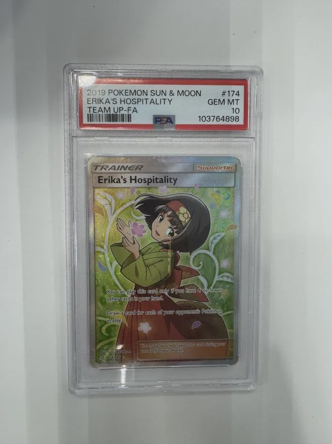 PSA 10 2019 Pokemon Sun &amp; Moon Erika's Hospitality Team Up FA #174 (103764898)