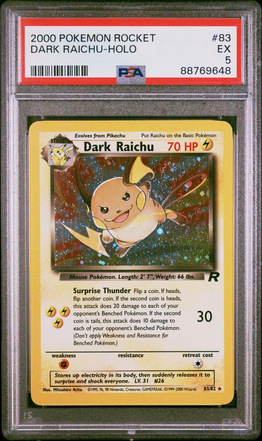 PSA - 5 2000 Pokemon Rocket Dark Raichu - Holo [88769648]