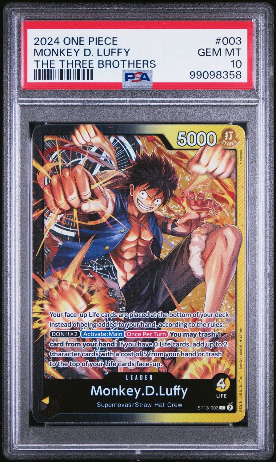 PSA 10 One Piece Monkey D. Luffy The Three Brothers #003 (99098358)
