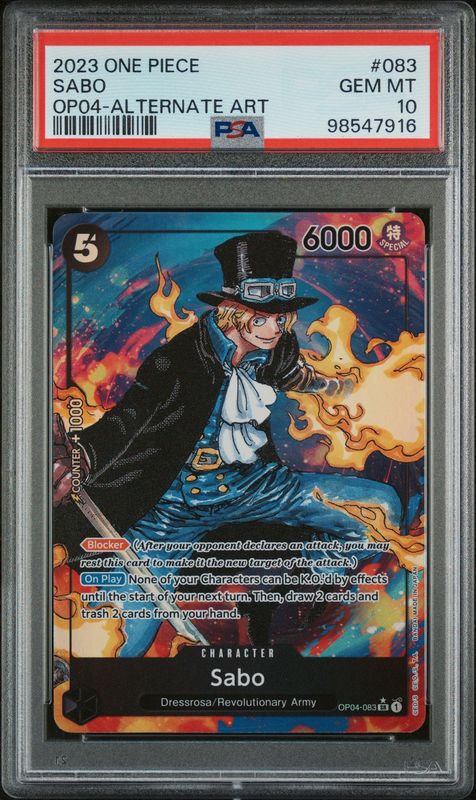 PSA 10 - 2023 One Piece Sabo OP04 - Alternate Art #083 (98546916)