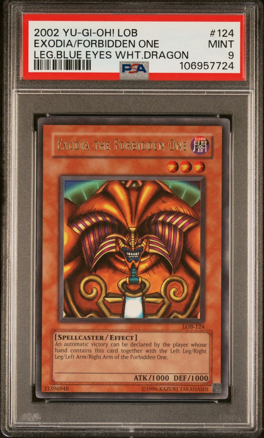 PSA - 9 2002 Yu-Gi-Oh! LOB Exodia/Forbidden One Leg. Blue Eyes WHT. Dragon [106957724]