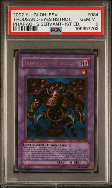 PSA 10 2002 Yu-Gi-Oh! PSV Thousand-Eyes Restrict Pharaoh&#39;s Servant 1st Ed. #084 (106957703)