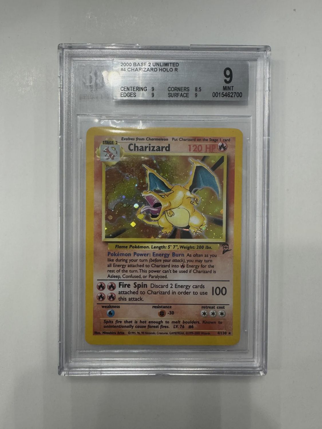 BGS 9 2000 Base 2 Unlimited #4 Charizard Holo R (0015462700)