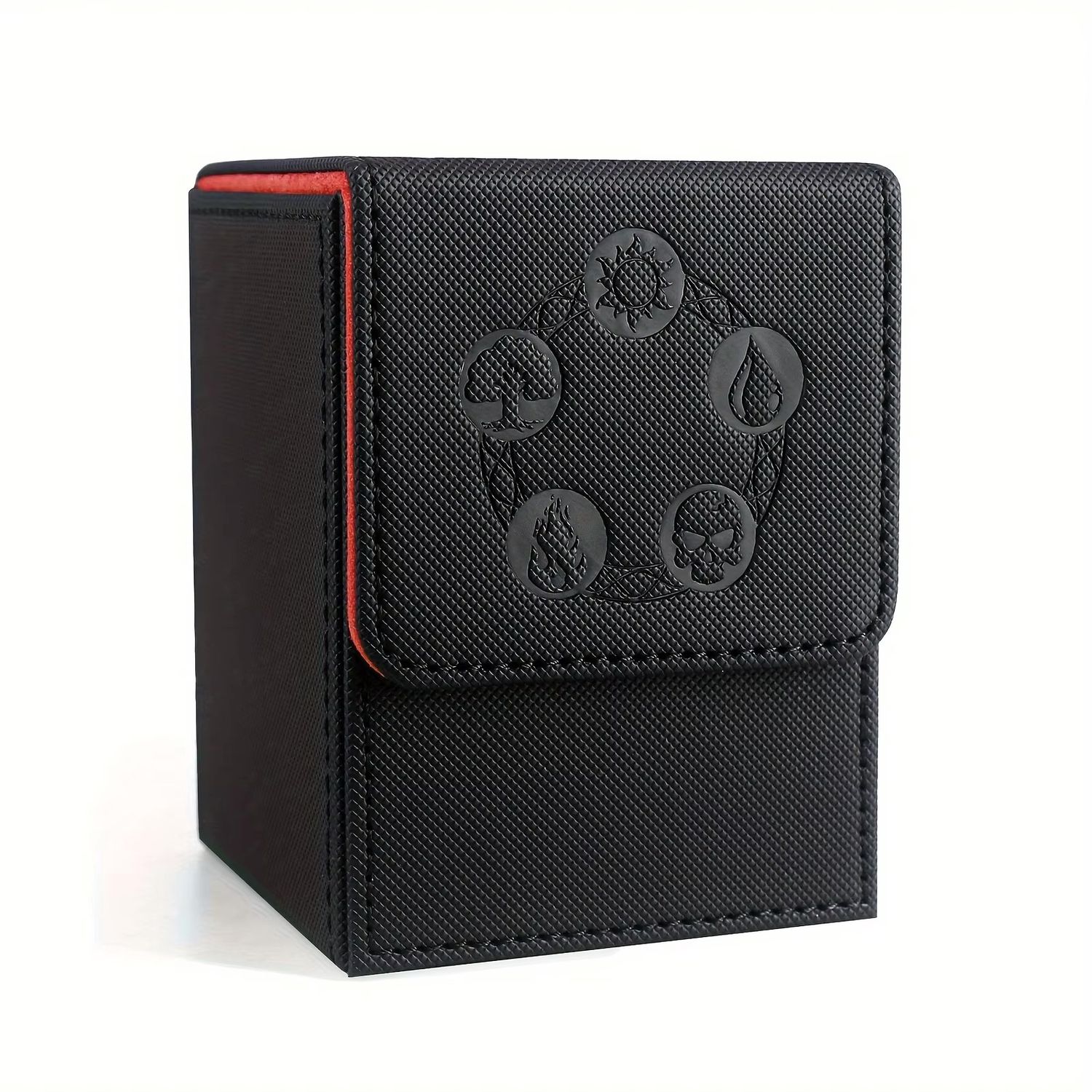 MTG Black &amp; Red Magnetic Flip Top 100+ Sleeved Card Deck Box