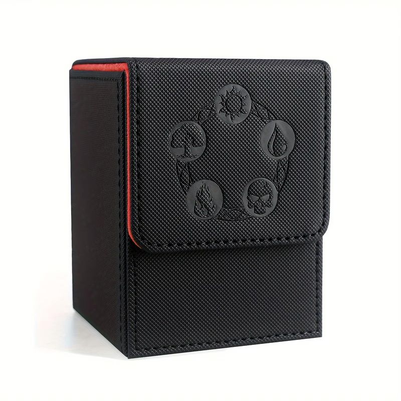 MTG Black &amp; Red Magnetic Flip Top 100+ Sleeved Card Deck Box