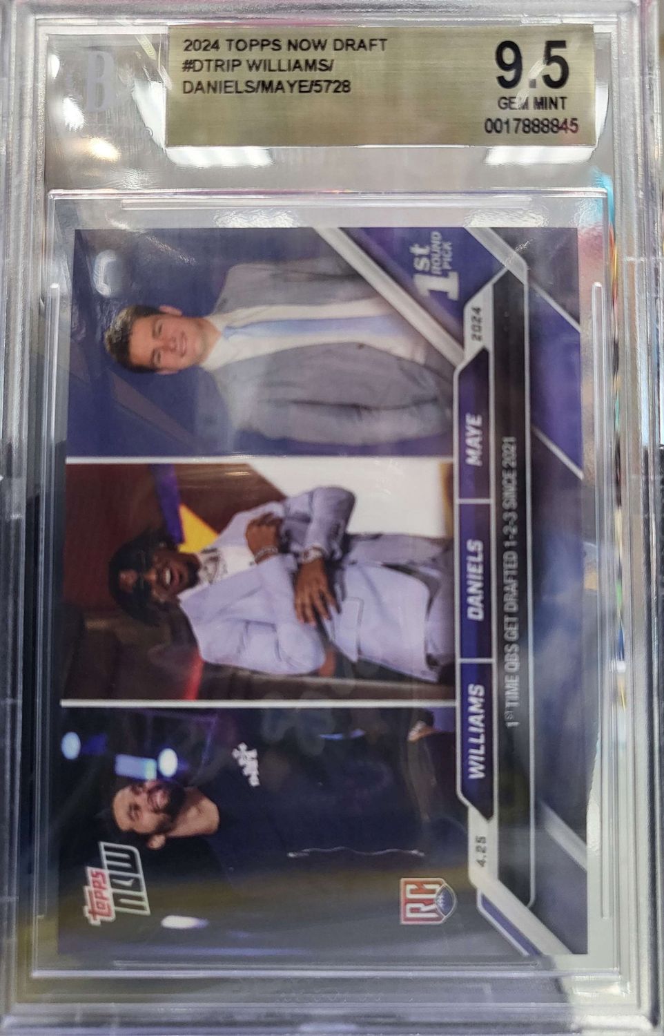 Beckett 9.5 - 2024 Topps Now Draft - Dtrip Williams/Daniels/May (5) [0017888845]