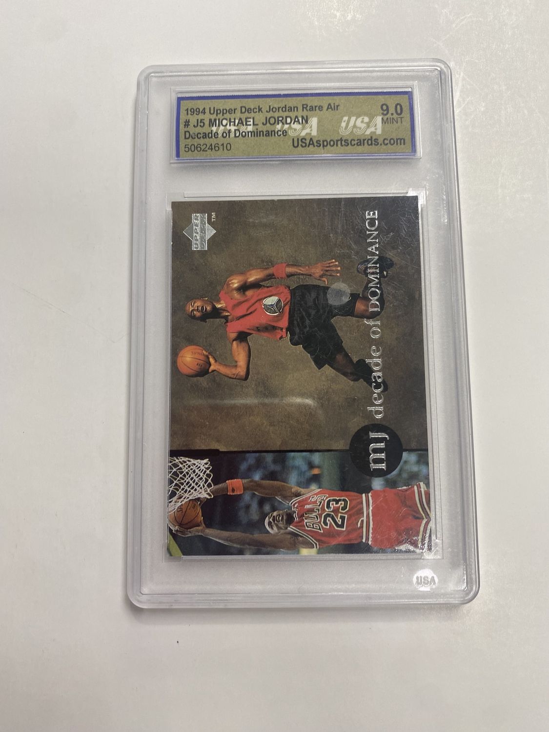 USA 9.0 Mint- 1994 Upper Deck Jordan Rare Air #J5 Michael Jordan Decade of Dominance [50624610]