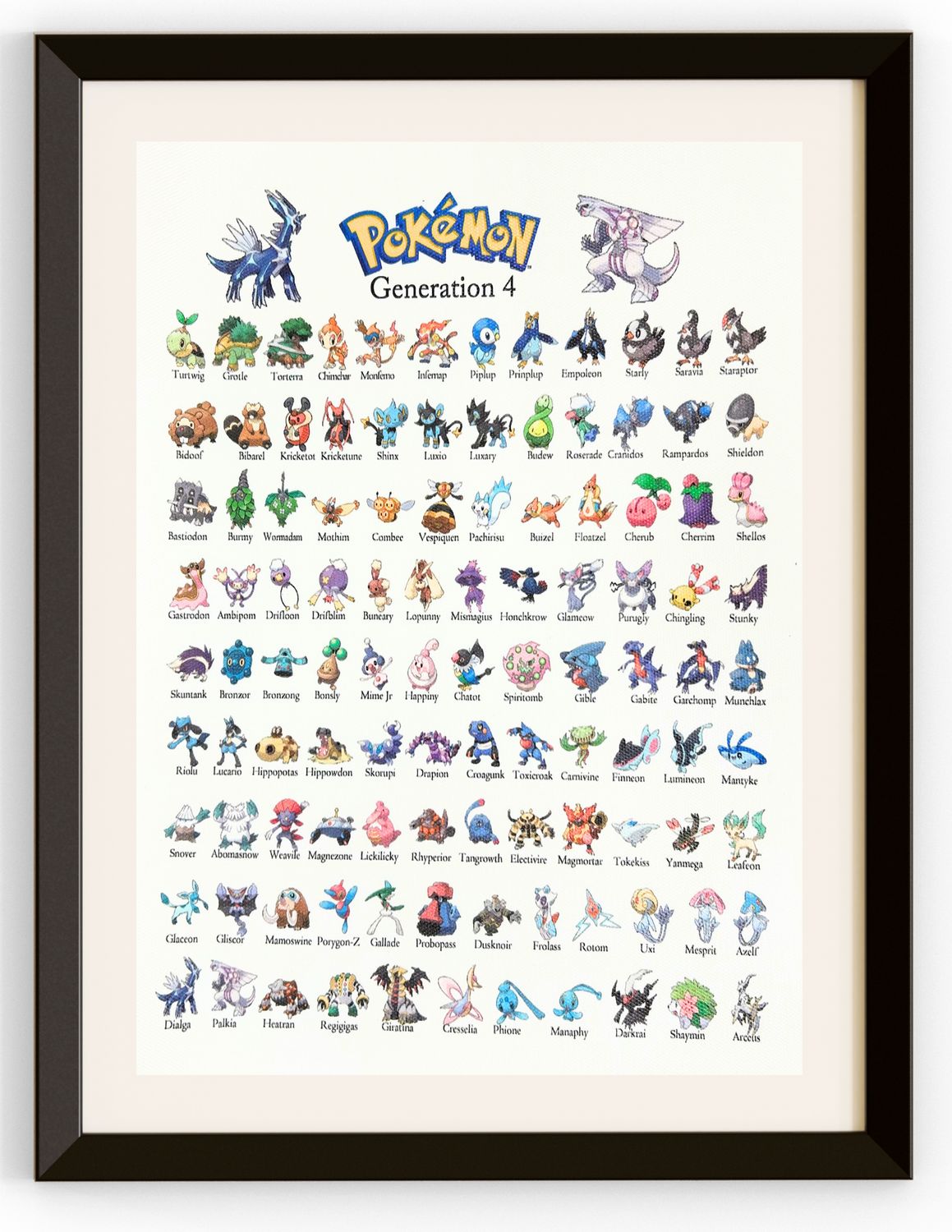 Generation 4 Pokemon List Canvas Print