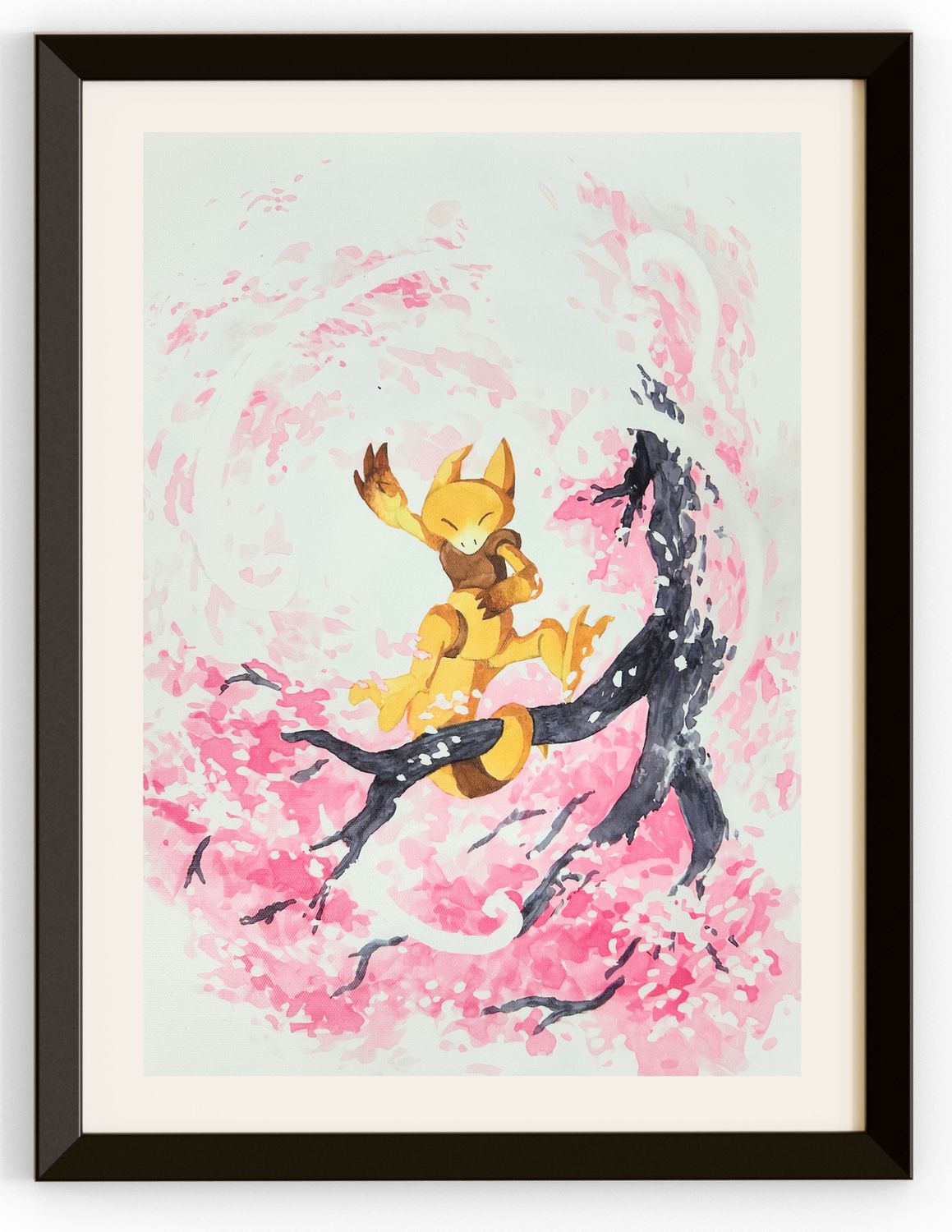 Abra In A Cherry Blossom Tree Canvas Print