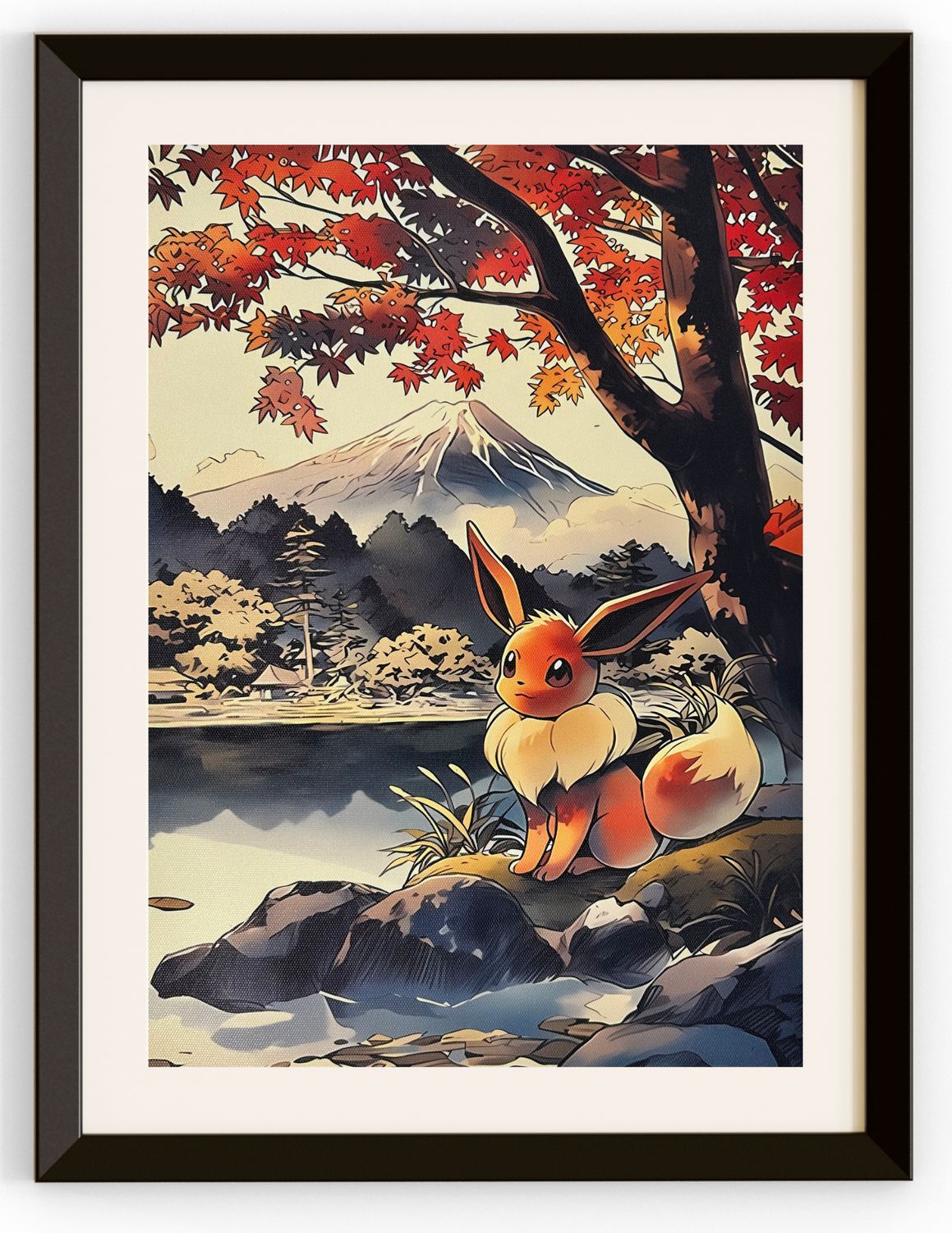 Eevee Sitting Under A Fall Tree Canvas Print