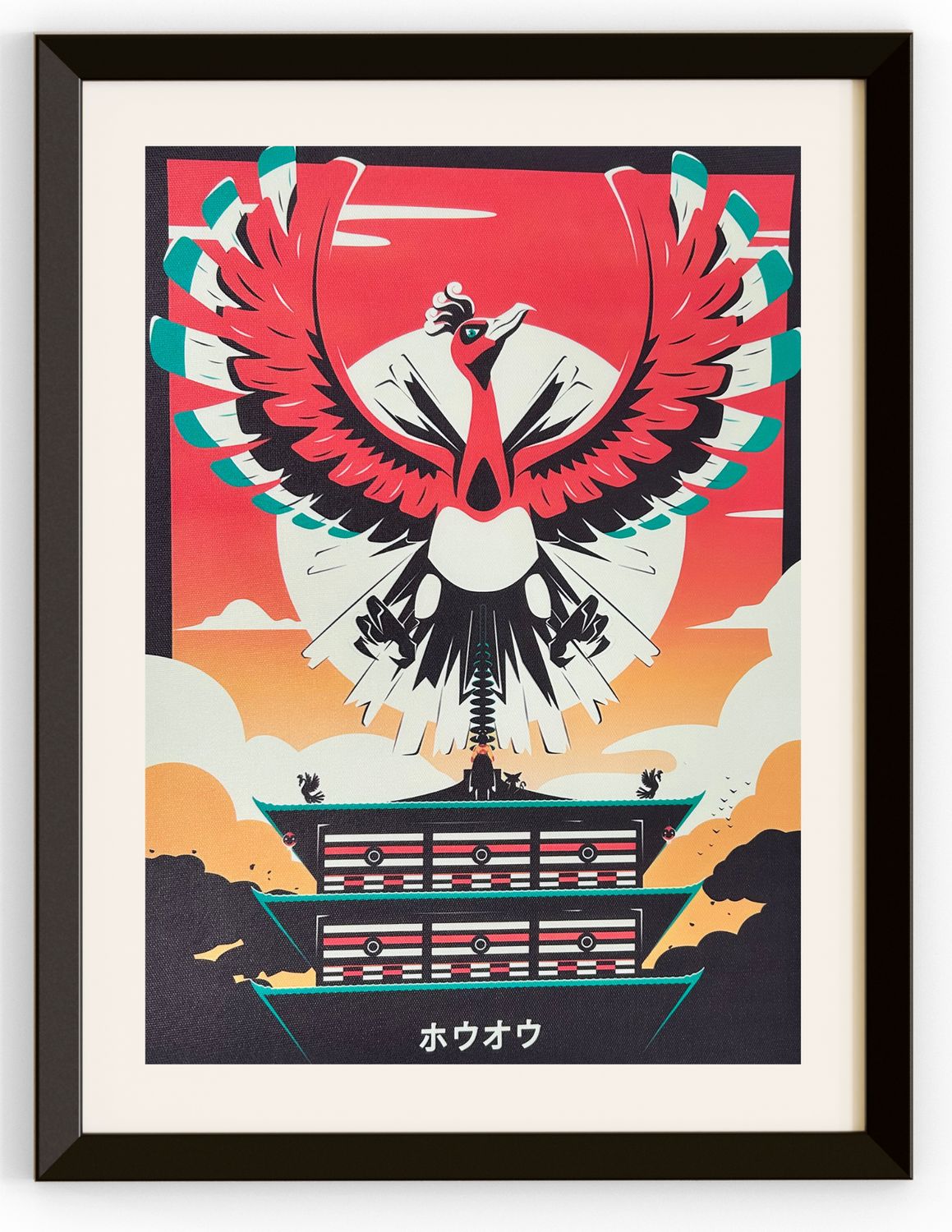 HO-OH Towering Over Japanese Building Canvas Print