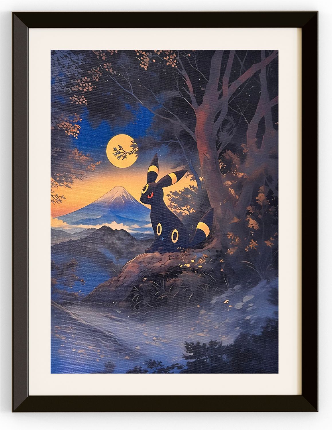 Umbreon Sitting Under a Nighttime Moon Canvas Print