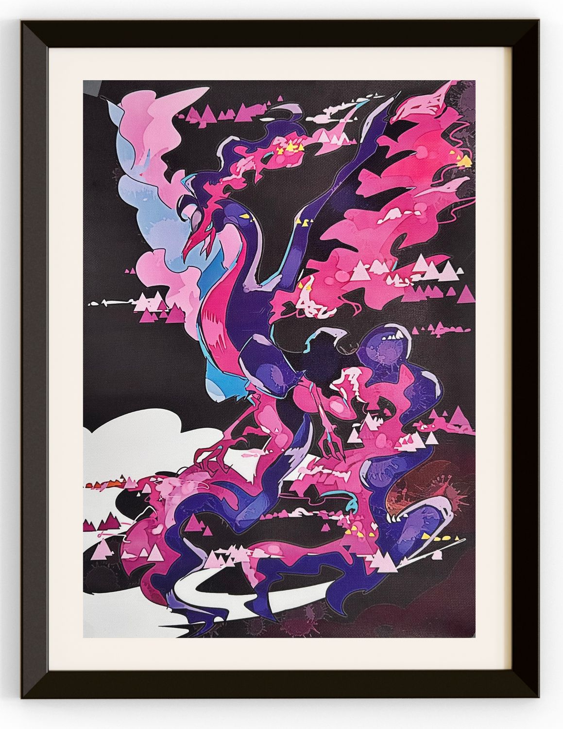Galarian Moltres with Abstract Background Canvas Print