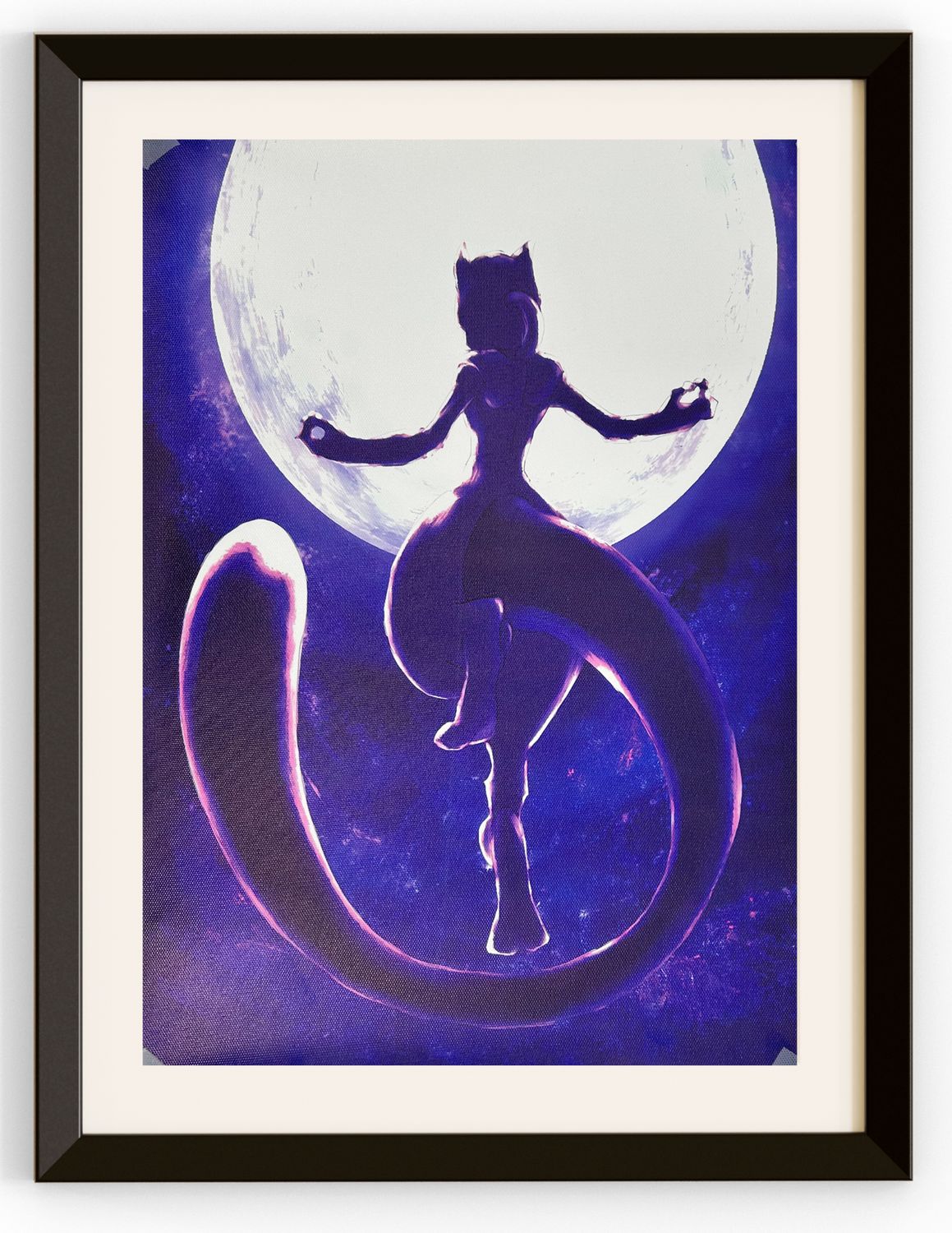 Mewtwo Towering In Front Of The Moon Canvas Print