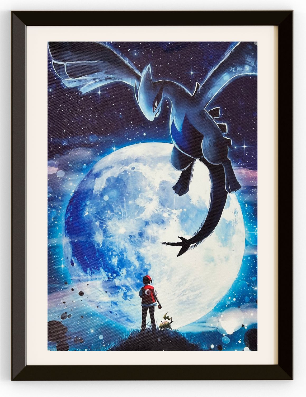 Lugia Towering In Front Of The Moon Canvas Print