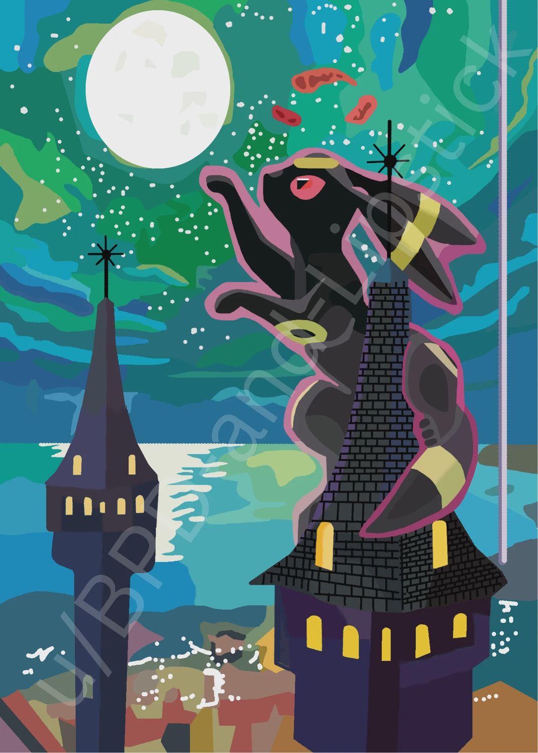 Pokemon Canvas Print - Umbreon and the Moon