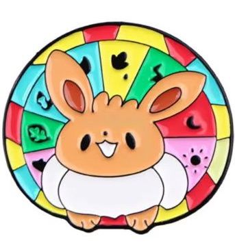 Eevee In Front of Stained Glass Winder Enamel Pin