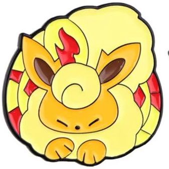Flareon In Front of Stained Glass Winder Enamel Pin