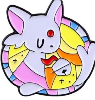 Espeon In Front of Stained Glass Winder Enamel Pin