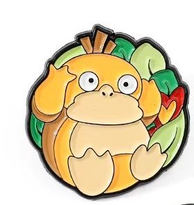Psyduck With Leaves Circle Enamle Pin