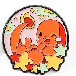 Charmander with Stars Circle Enamel Pin
