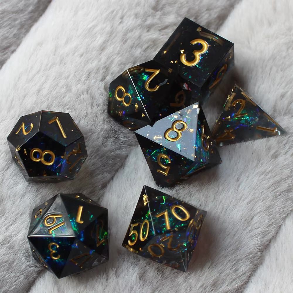 Blue With Glitter 7 Piece Dice Set