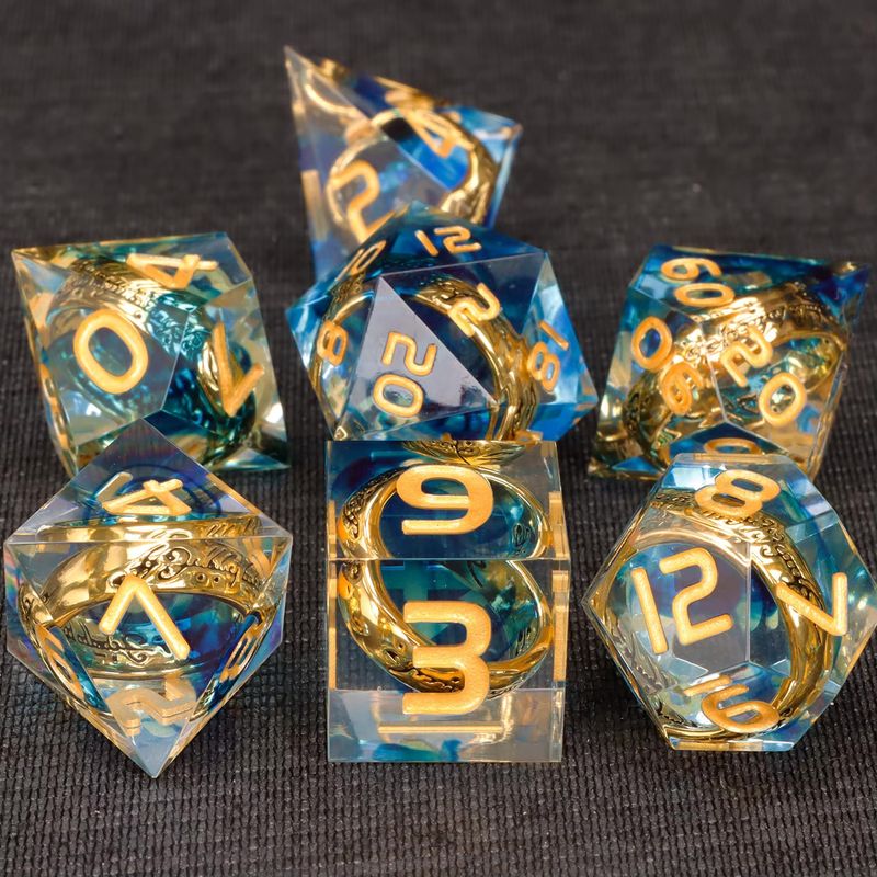 Blue With The One Ring 7 Piece Dice Set