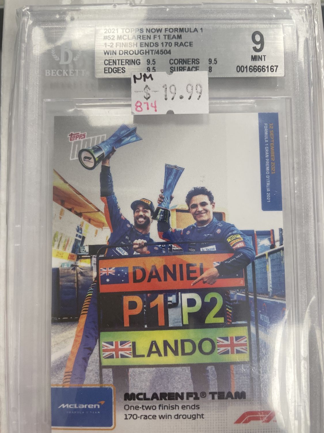 Beckett 9 - 2021 Topps Now Formula 1 - Mclaren F1 Team (0016666167)