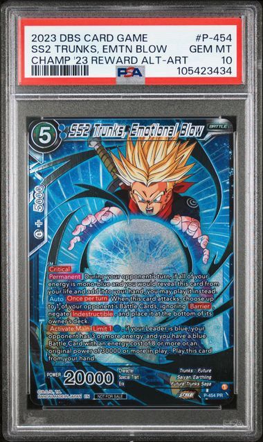 PSA 10 2023 Dragon Ball Super Card Game Championship 2023 Reward Alt-Art Card Set #p-454 Ss2 Trunks, Emtn Blow (105423434)