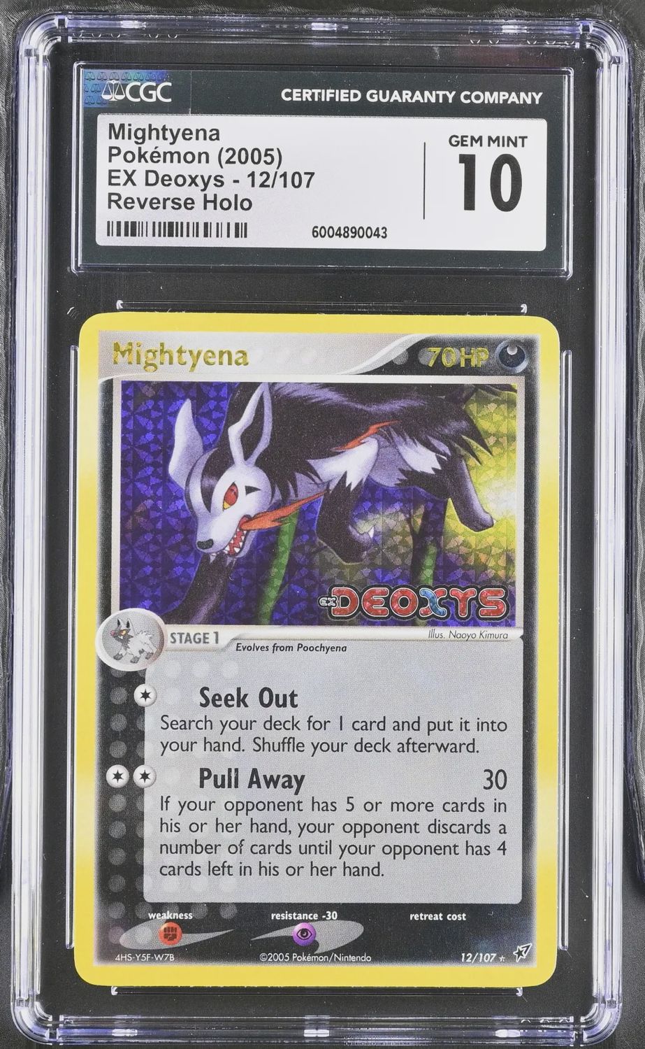 CGC 10 - Mightyena Pokemon (2005) EX Deoxys - 12/107 Reverse Holo