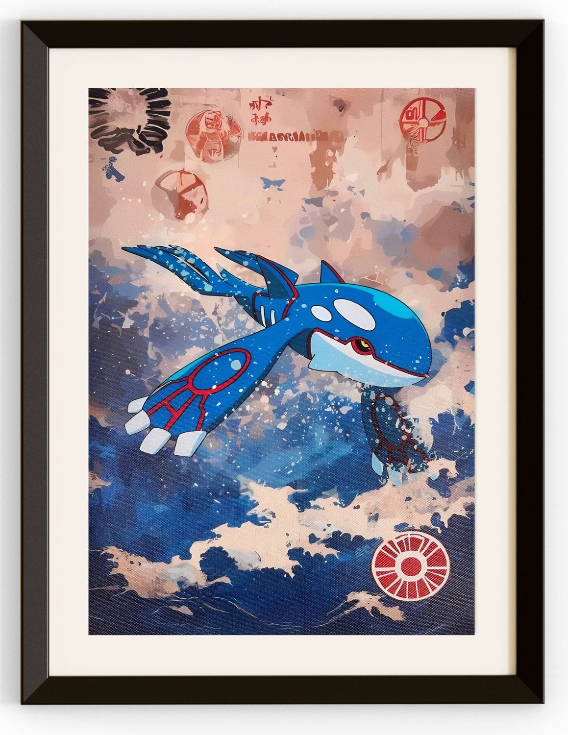 Kyogre With Waves Over A Sepia Background Canvas Print