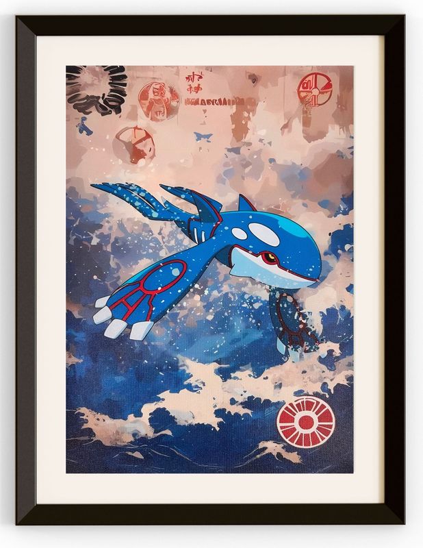 Kyogre With Waves Over A Sepia Background Canvas Print