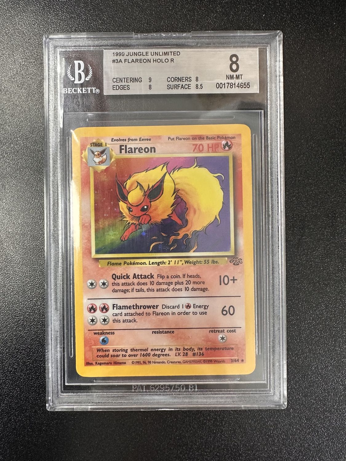 BGS 8 - 1999 Jungle Unlimited #3A Flareon Holo R [0017814655]